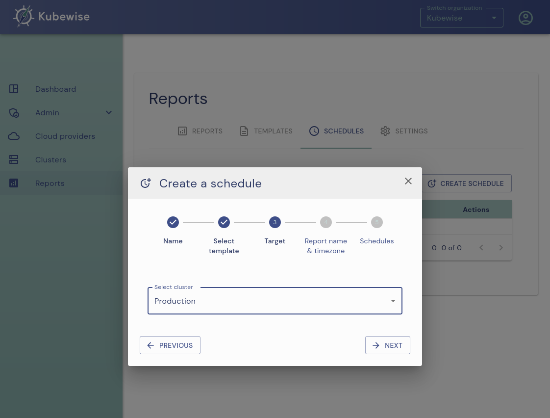 Create schedule - target