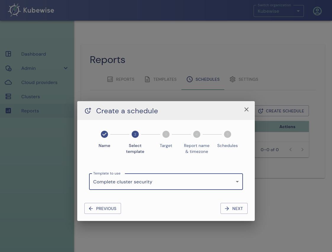 Create schedule - template